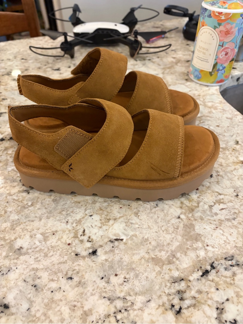 Koolaburra Tan Suede Platform Sandals